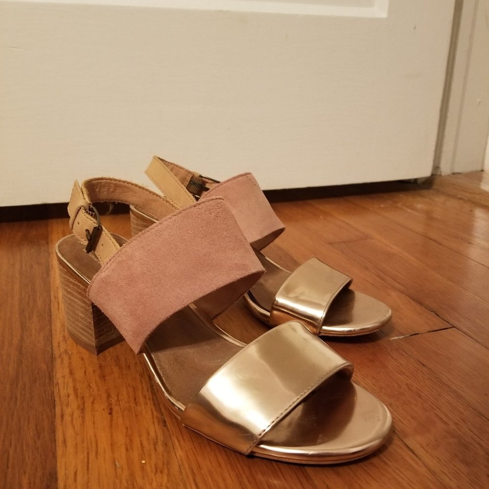 Toms 8.5 rose gold block heels